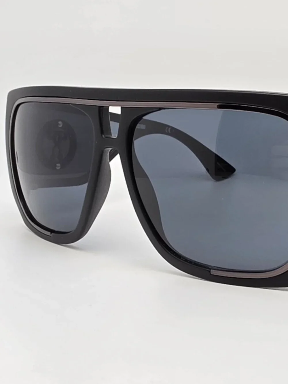 Moschino MOS021 Matte Black Frame Grey Lens Oversized Aviator Sunglasses w/ Case
